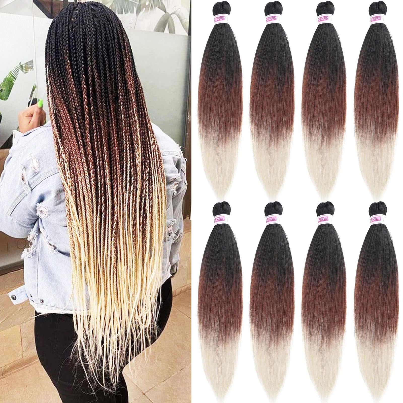 Amazon.com : SIXERSI Brown Blonde Ombre Braiding Hair Pre